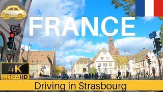 Driving in France, from Kehl to Strasbourg crossing the Rhine River