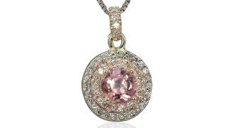 October Birthstone Necklace with Pink Sapphire and Diamonds LS4414