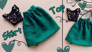 How to make Doll Skirt and simple crop top | Harini Creations