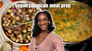 VEGAN JAMAICAN MEAL PREP  quinoa & peas, jerk chickpeas, curry lentils