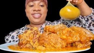 Asmr mukbang egusi soup yellow garri fufu African food eating sound