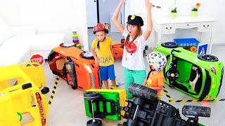 Niki Play with Balls   Kids ride on toy cars and play with Mom - Funny stories for kids