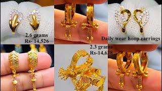 Simple Gold hoop Earrings Designs with price || LIFESTYLE GOLD