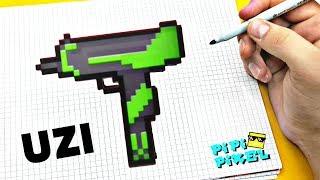 УЗИ из Block Strike и CS:GO автомат !РИСУНКИ ПО КЛЕТОЧКАМ ! НАРИСОВАТЬ PIXEL ART UZI Block Strike