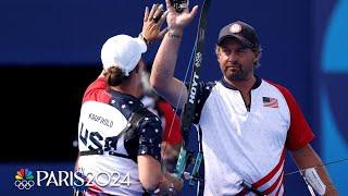 U.S. archery duo of Kaufhold, Ellison hold strong for spot in the QFs | Paris Olympics | NBC Sports