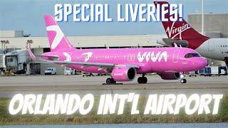 [4K] PLANE SPOTTING AIRCRAFT ID SPECIAL LIVERY BUSY WEEKEND ORLANDO INTERNATIONAL AIRPORT 12/18/21.