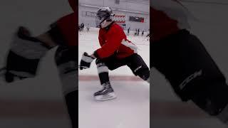 Punch turn skating element. Hockey power skating training session.