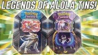 OPENING EARLY SOLGALEO GX & LUNALA GX LEGENDS OF ALOLA TINS OF POKEMON CARDS!!