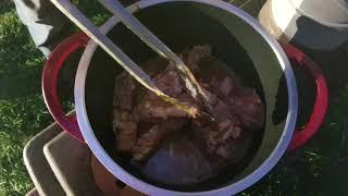 Taco Dinner in the Garden - Simmering Barbacoa on the Wood Stove