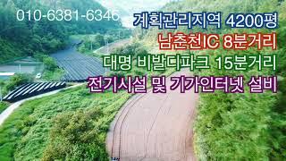 홍천 토지매매,홍천강,반곡리,비발디파크,팔봉산5분거리,계획관리지역 4200평,모든필지 계곡접