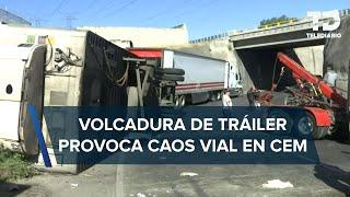 Volcadura de tráiler paraliza el Circuito Exterior Mexiquense