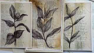 Using tracing paper to create vintage botanicals.