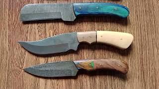 Handmade Knives in Damascus Steel and Carbon Steel. #custom #skinner #skills #damascusblade