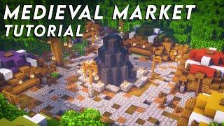 Minecraft | How to build a Medieval Market (Market Stall, Fountain Tutorial)