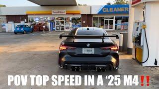 POV 2025 BMW M4 COMPETITION XDRIVE TOP SPEED AT SUNSET #bmwm #bmw #pov #4k #g82 #m4 #g80 #m3