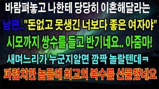 (매일매일 좋은 이야기)바람펴놓고 당당히 이혼해달라는 남편..시모까지 쌍수를 들고 반기는데..얼마후 상간녀의 정체를 알게된 시모가 게거품 무는데ㅋㅋ한방먹이고 이혼합니다