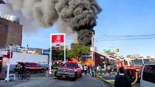 FDNY - Early Arrival + Audio - Queens 5th Alarm/10-86 Box 6066 - Heavy Fire in A Tire Shop - 9/3/24