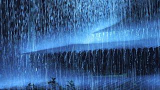 Heavy Rain On Roof For Deep Sleep & Insomnia Relief - Night Thunderstorm For Insomnia, Study, Relax