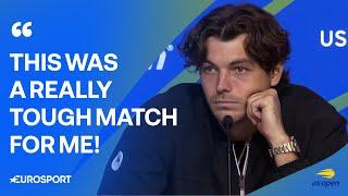 Taylor Fritz reacts to his disappointing loss to Jannik Sinner in the US Open Final 