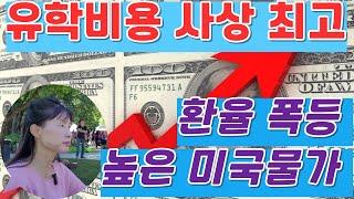 유학비용 사상최고#환율폭등#미국물가상승#미국유학#미국대학학비#미국생활비