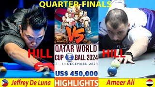 HIGHLIGHTS QUARTER-FINALS | Jeffrey De Luna VS Ameer Ali | QATAR WORLD CUP 10 BALL 2024