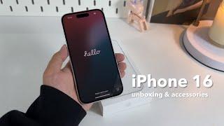 ️ iPhone 16 (white) aesthetic unboxing & accessories | camera test and iOS 18 customization  ASMR