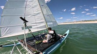 First big breeze on the Hobie 16, Amistad Reservoir