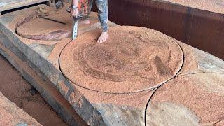 Man Turns Giant Tree Log Into Amazing Table // Cut a Round Table From Giant Log Thousand Years Old