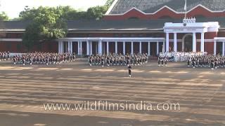 Regiments of cadets stand at the Indian Military Academy parade