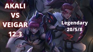 Shadowflame really pop off  ~ AKALI vs VEIGAR (Mid) | Legendary | 12.3 | NA