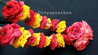 Easy rose flower mala/rose garland for god/diy rose garland/how to string rose garland/poo malai/lei