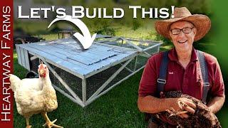 Building a Joel Salatin Chicken Tractor for our meat birds.