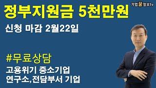 정부지원금5천만원 고용위기 중소기업 연구소 RND인건비지원