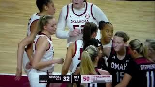 Oklahoma women b-ball's Lexy Keys fouled, hits free throws vs. Omaha