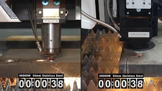 Gweike Laser 40000W VS 20000W 50mm cutting stainless steel