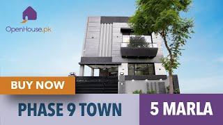 Elegant 5 Marla Brand New Home Tour | DHA 9 Town - Modern Straight-Line Design