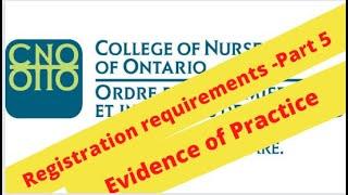 CNO Registration requirement Part 5  - Evidence of Practice