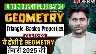 Geometry Class-2 | Triangle Basics & Properties | A to Z Quant Batch | Top Approach | Abhinay Sharma