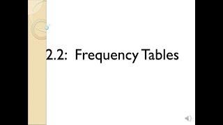 H-Stats: 2.2 Frequency Distributions