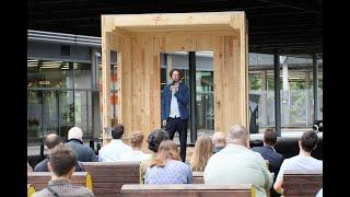 Launch event for CascadeUp: a pilot building made out of wood from demolition (Here East, London)