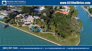 Designer Bird Key estate for sale with 230+ feet of direct bay frontage