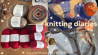 cozy knitting vlog  knitting a skirt, fall/winter yarn haul & plans