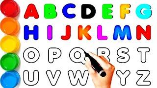 ABCDEFGHIJKLMNOPQRSTUVWXYZ , Easy Draw and Paint Alphabet A to z, kids learning  video  @AritriArts