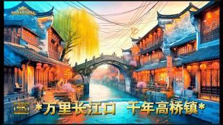 The thousand-year-old town of the Yangtze River estuary in eastern China I  Gaoqiao  Town I 4k