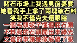 賭石市場上我遇見前婆婆！她看我手上拿了兩塊破石料！笑我不僅克夫還眼瞎！一個毛頭妮子懂個屁石頭！不料我的石頭開出來綠光！之後的事讓她徹底傻了眼！#落日溫情#幸福生活#為人處世#生活經驗#情感故事