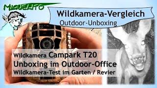 Wildkamera Campark T20 ... Unboxing im Outdoor-Office / Wildkamera-Test im Garten / Revier ... Regen