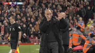 Pep Guardiola telling the Liverpool fans he won the premier league 6 times, Liverpool vs Man City