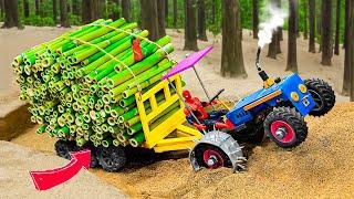 Top most creative diy tractor trolley heavy wood truck | Mini tractor farming video