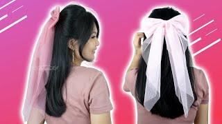 NO SEW Bow with Long Tails!  Great Hair Accessories for Valentine’s Day ️ Tulle Hair Bow DIY