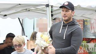 Chris Pratt & Son Jack, 9, Visit The Farmer’s Market With Katherine Schwarzenegger & Daughter Lyla,